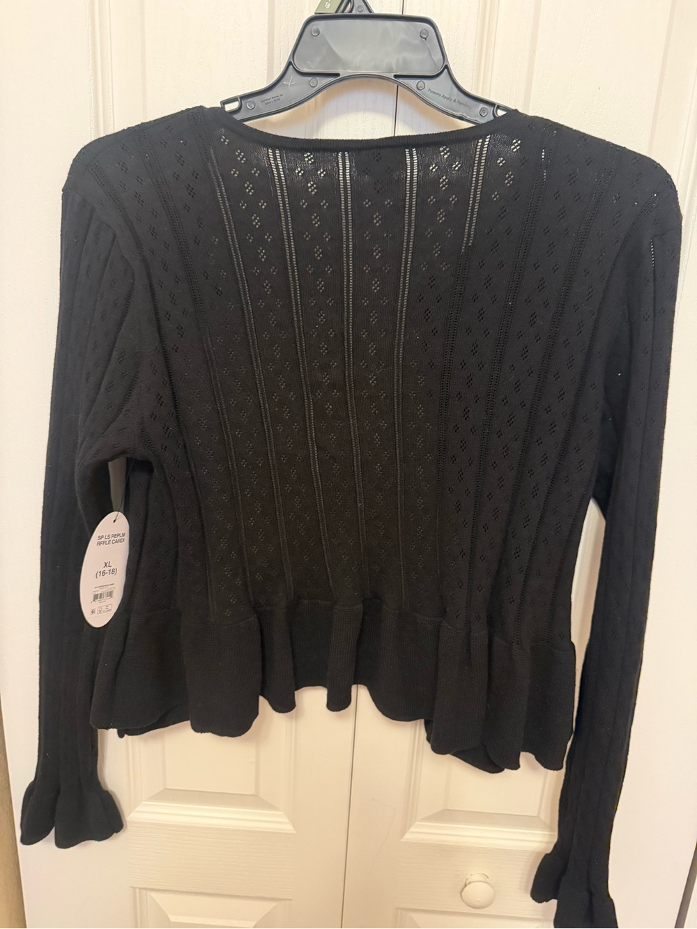 Black Ruffle-Trim Cardigan - Picture 3 of 3